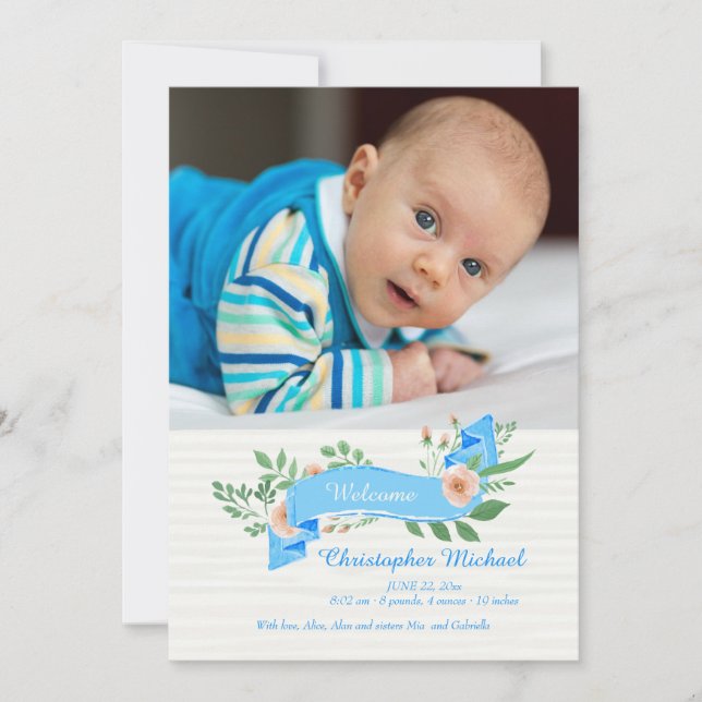 Invitación fotográfica de cinta azul (Anverso)