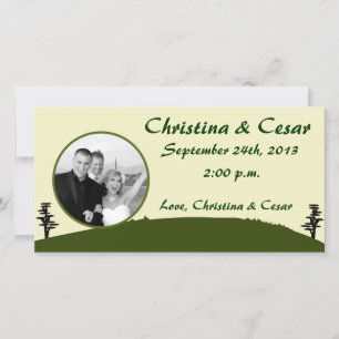 invitación fotográfica de compromiso 4x8 verde jap
