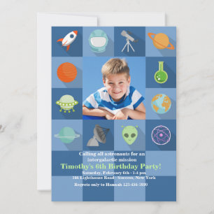 Invitación fotográfica de cuadrados de espacio