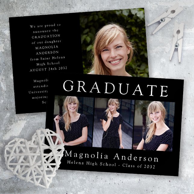 Invitación fotográfica de cuatro graduados minimal (Subido por el creador)