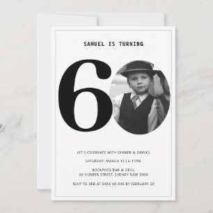 Invitación fotográfica de cumpleaños 60 de Vintage