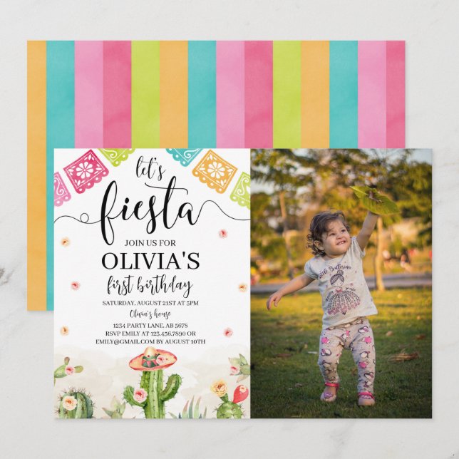 Invitación fotográfica de cumpleaños a Fiesta Whit (Anverso / Reverso)