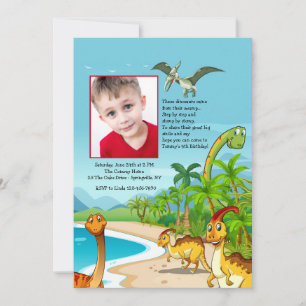 Invitación fotográfica de dinosaurios pantanos