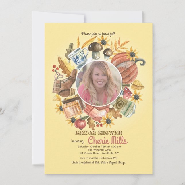 Invitación fotográfica de elementos de otoño (Anverso)