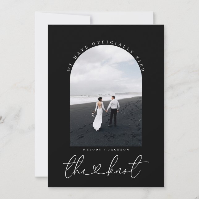 Invitación fotográfica de Elopement en blanco y ne (Anverso)