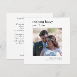 Invitación fotográfica de Elopement minimalista