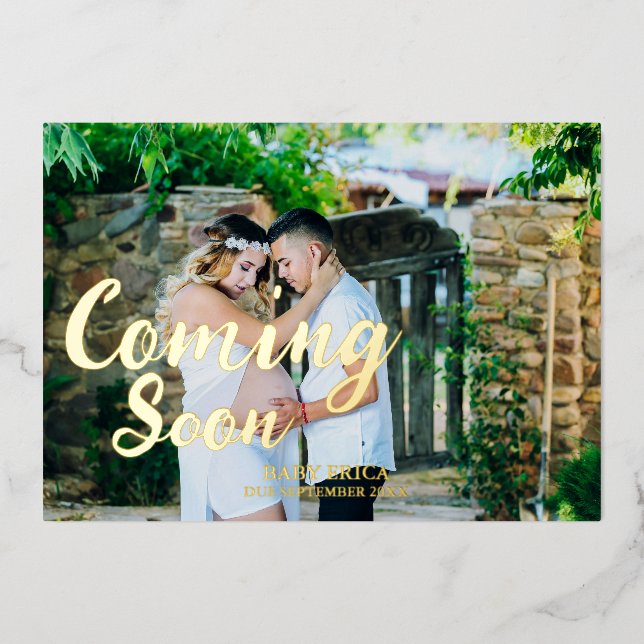 Invitación fotográfica de embarazo | Mínimo Próxim (Anverso)