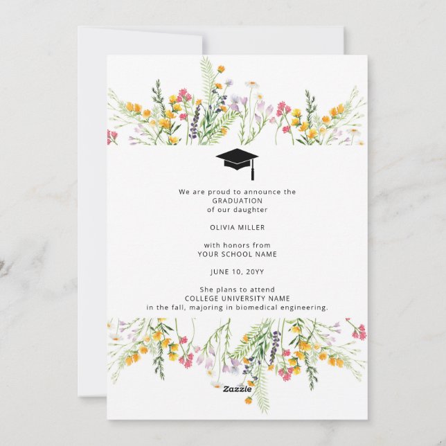 Invitación fotográfica de fiesta de graduación de  (Reverso)