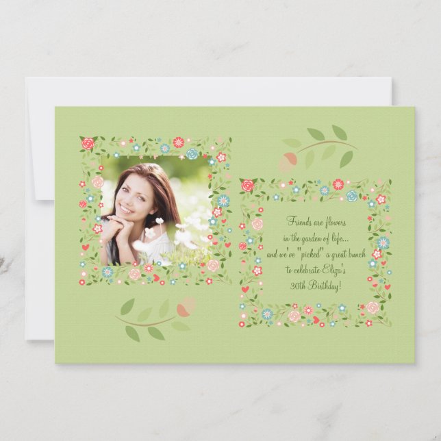 Invitación fotográfica de flores de jardín (Anverso)
