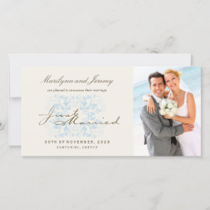 Invitación fotográfica de flourish, recién casada