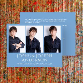 Invitación fotográfica de graduación azul claro re