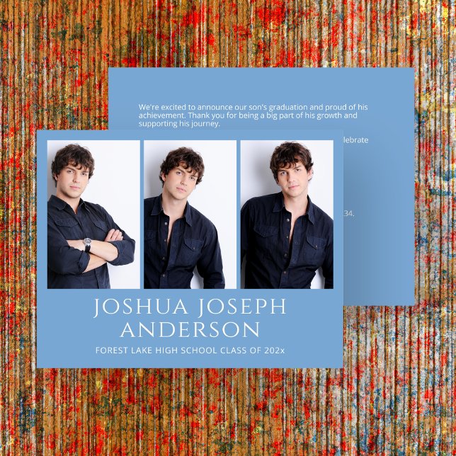 Invitación fotográfica de graduación azul claro re (Subido por el creador)