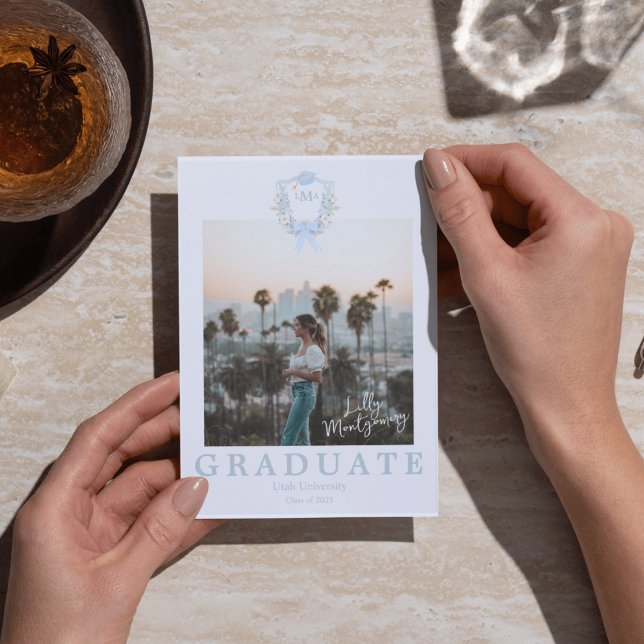 Invitación fotográfica de graduación de Gingham Pr (Subido por el creador)