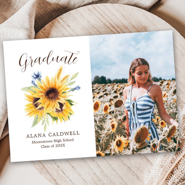 Invitación fotográfica de graduación de girasol ac (Subido por el creador)