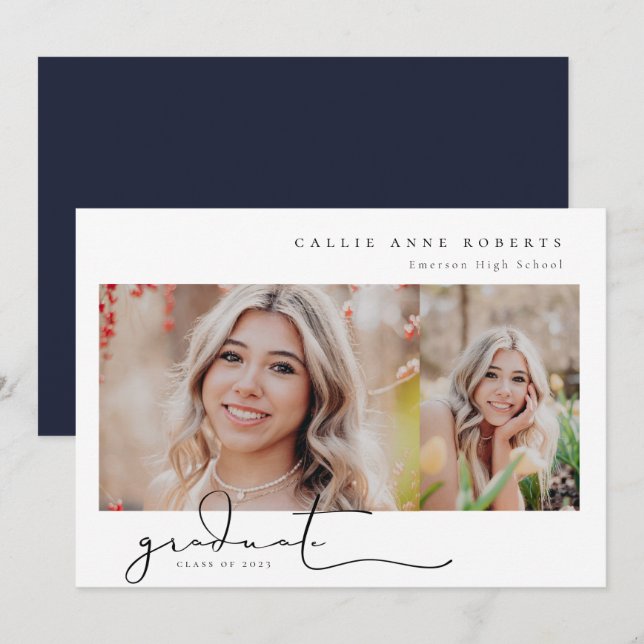 Invitación fotográfica de graduación de instantáne (Anverso / Reverso)