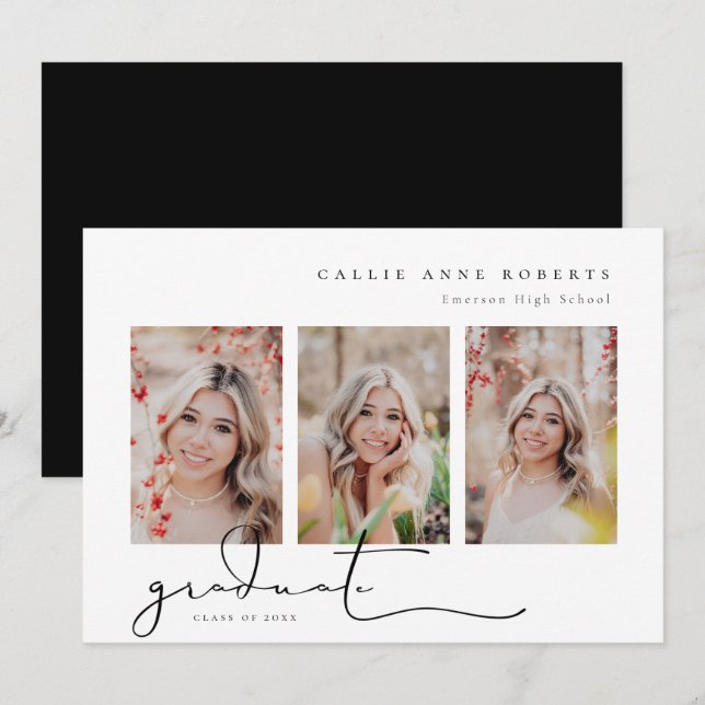 Invitación fotográfica de graduación de instantáne (Anverso / Reverso)