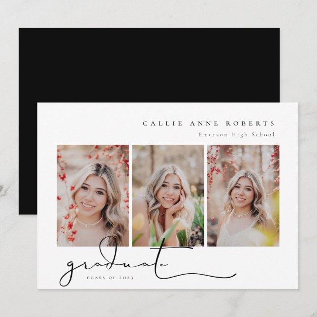 Invitación fotográfica de graduación de instantáne (Anverso / Reverso)