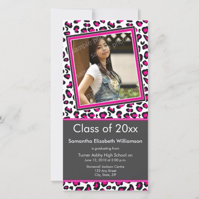 Invitación fotográfica de graduación de Leopard Pr (Anverso)