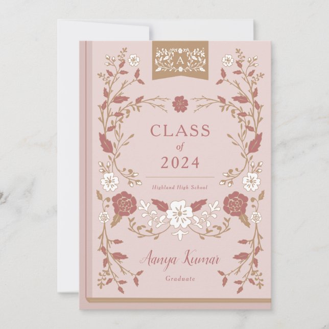 Invitación fotográfica de graduación de libros de  (Anverso)