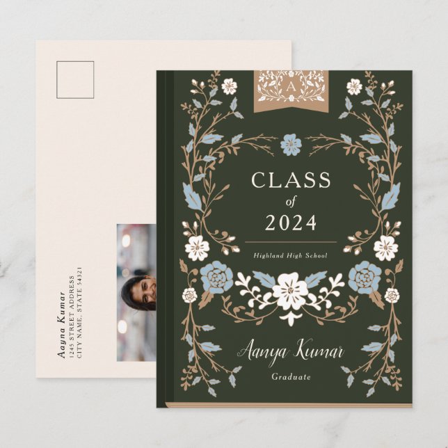 Invitación fotográfica de graduación de libros de  (Anverso / Reverso)