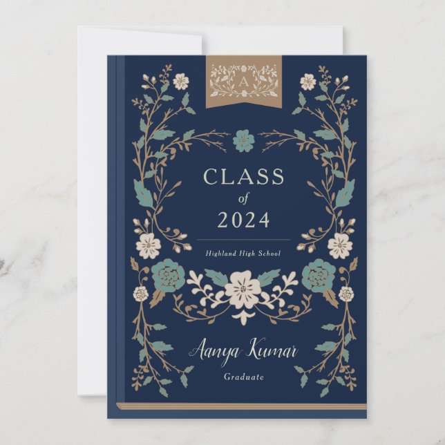 Invitación fotográfica de graduación de libros de  (Anverso)