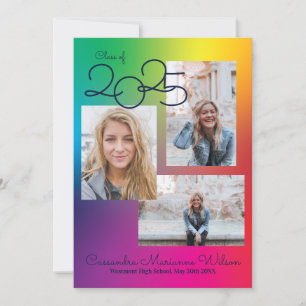 Invitación fotográfica de graduación del arco iris