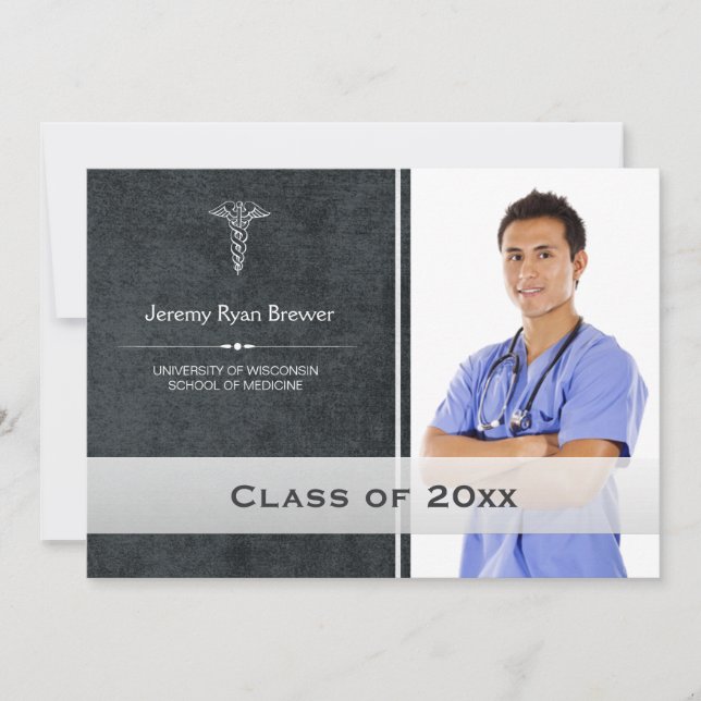 Invitación fotográfica de graduación médica de Hea (Anverso)