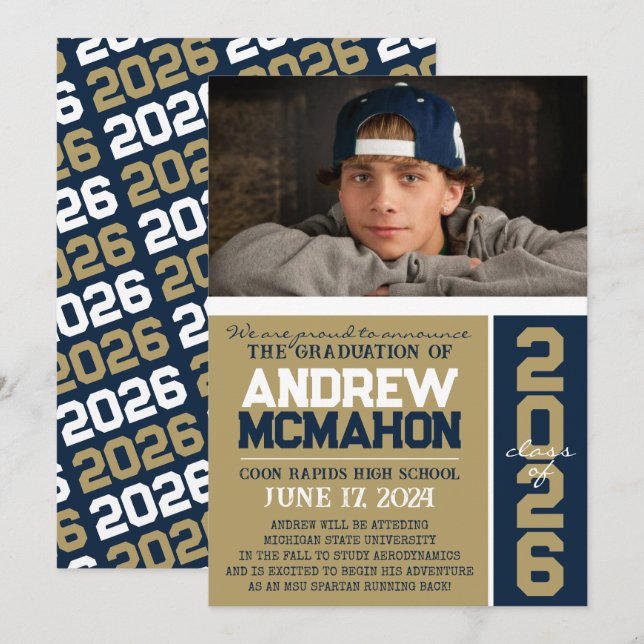 Invitación fotográfica de graduación moderna de Br (Anverso / Reverso)