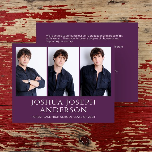 Invitación fotográfica de graduación púrpura refin (Subido por el creador)