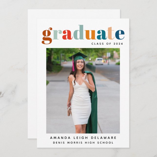 Invitación fotográfica de graduación Retro 2024 (Anverso / Reverso)