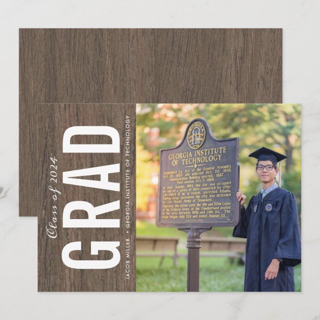 Invitación fotográfica de graduación universitaria (Anverso / Reverso)