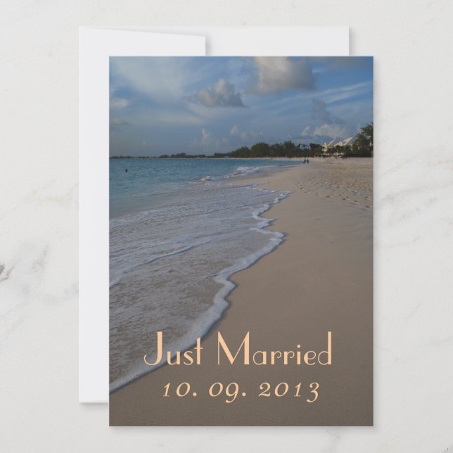 Invitación fotográfica de la boda de la playa reci (Anverso)
