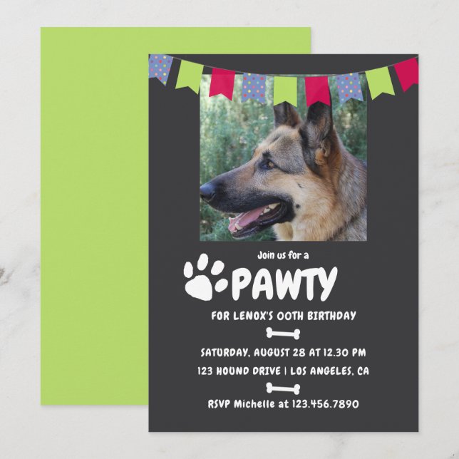Invitación fotográfica de la fiesta de cumpleaños  (Anverso / Reverso)