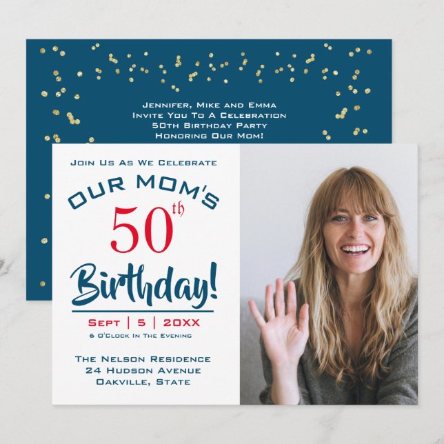 Invitación fotográfica de la fiesta de cumpleaños  (Anverso / Reverso)