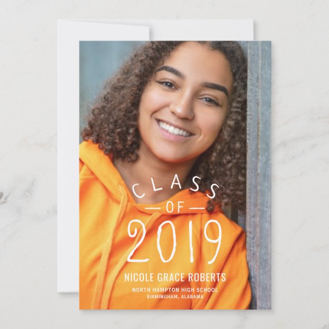 Invitación fotográfica de la fiesta de graduación  (Anverso)