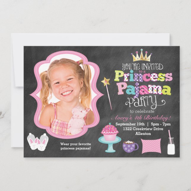 Invitación fotográfica de la princesa de Chalkboar (Anverso)