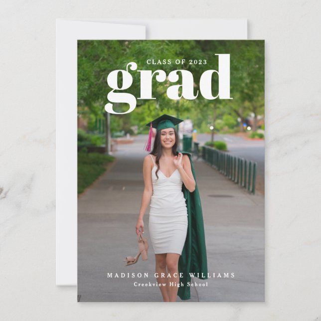 Invitación fotográfica de letras negrita de White  (Anverso)