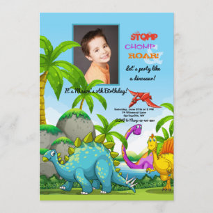 Invitación fotográfica de los dinosaurios amigable