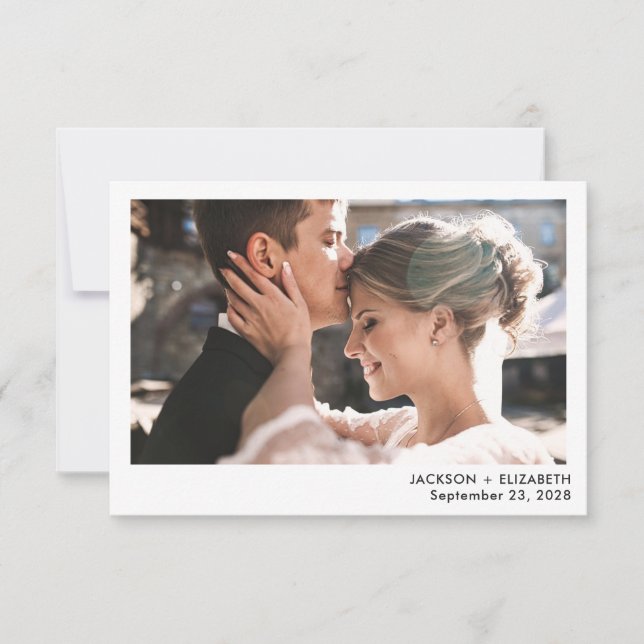 Invitación fotográfica de recién casada con un elo (Anverso)