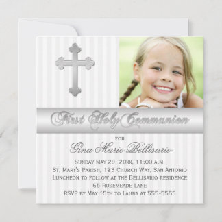 Invitación fotográfica de Silver White First Holy