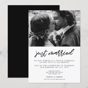 Invitación fotográfica de tipografía moderna casad