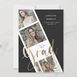 invitación fotográfica de tres graduaciones de oro