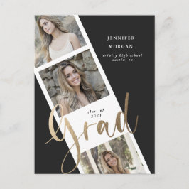 invitación fotográfica de tres graduaciones de oro