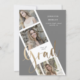 invitación fotográfica de tres graduaciones de oro