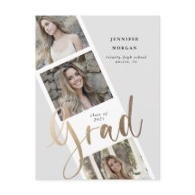 invitación fotográfica de tres graduaciones de oro