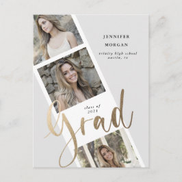 invitación fotográfica de tres graduaciones de oro