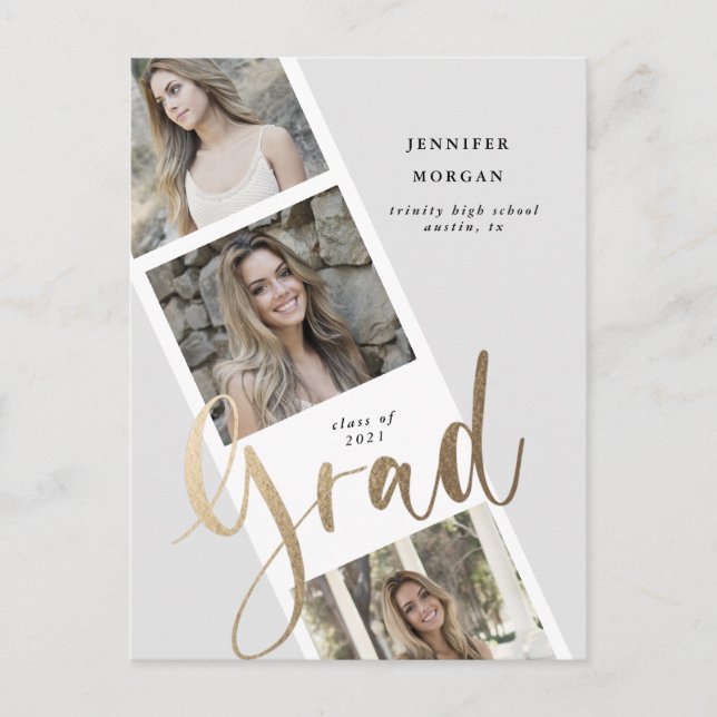 invitación fotográfica de tres graduaciones de oro (Anverso)