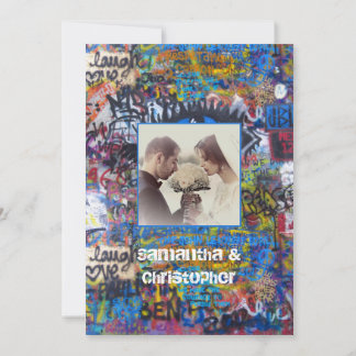 Invitación fotográfica de un boda de graffiti urba