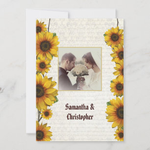 invitación fotográfica de vintage sunflower boda