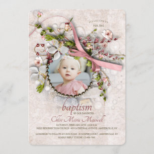 Invitación fotográfica del bautismo para Chica